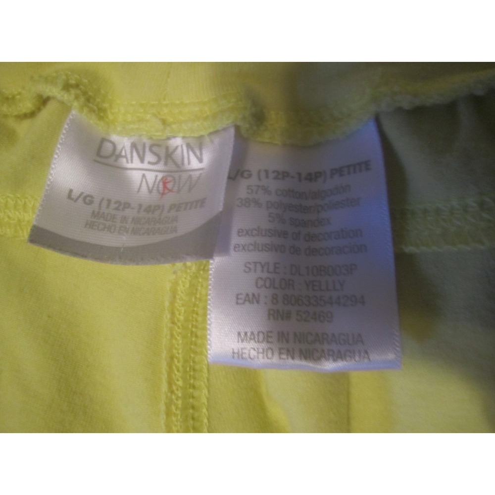 Danskin Pants Womens Large Petite Yellow Straight Leg Loose Fit Stretch - Picture 3 of 8